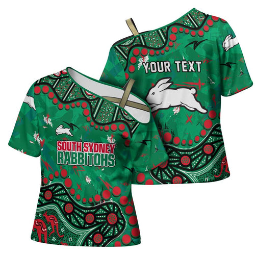 Personalized South Sydney Rabbitohs Cross Shoulder Shirt Aboriginal Pattern with Graffiti Style Design