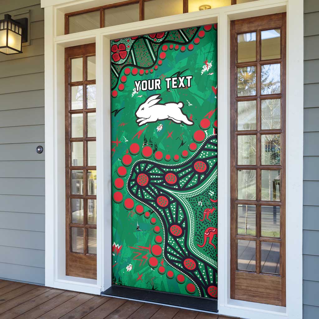 Personalized South Sydney Rabbitohs Door Cover Aboriginal Pattern with Graffiti Style Design