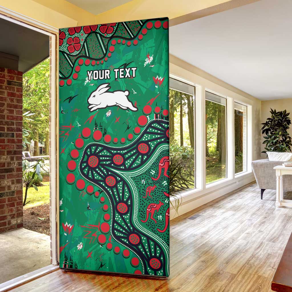 Personalized South Sydney Rabbitohs Door Cover Aboriginal Pattern with Graffiti Style Design