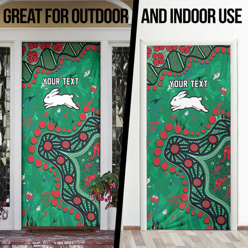 Personalized South Sydney Rabbitohs Door Cover Aboriginal Pattern with Graffiti Style Design