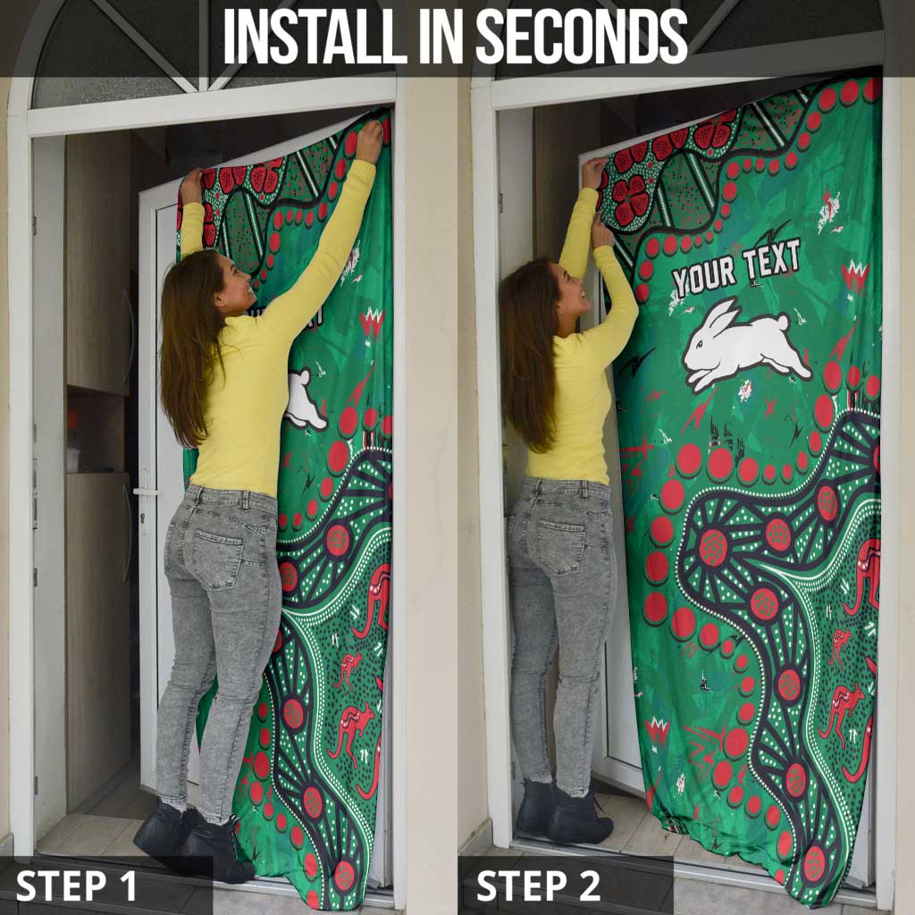 Personalized South Sydney Rabbitohs Door Cover Aboriginal Pattern with Graffiti Style Design