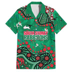 Personalized South Sydney Rabbitohs Family Matching Long Sleeve Bodycon Dress and Hawaiian Shirt Aboriginal Pattern with Graffiti Style Design
