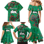 Personalized South Sydney Rabbitohs Family Matching Mermaid Dress and Hawaiian Shirt Aboriginal Pattern with Graffiti Style Design