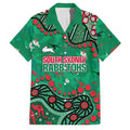Personalized South Sydney Rabbitohs Family Matching Off The Shoulder Long Sleeve Dress and Hawaiian Shirt Aboriginal Pattern with Graffiti Style Design