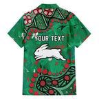 Personalized South Sydney Rabbitohs Family Matching Off Shoulder Maxi Dress and Hawaiian Shirt Aboriginal Pattern with Graffiti Style Design