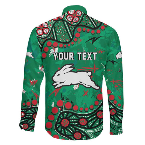 Personalized South Sydney Rabbitohs Family Matching Puletasi and Hawaiian Shirt Aboriginal Pattern with Graffiti Style Design