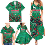 Personalized South Sydney Rabbitohs Family Matching Summer Maxi Dress and Hawaiian Shirt Aboriginal Pattern with Graffiti Style Design