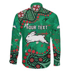 Personalized South Sydney Rabbitohs Family Matching Summer Maxi Dress and Hawaiian Shirt Aboriginal Pattern with Graffiti Style Design