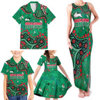 Personalized South Sydney Rabbitohs Family Matching Tank Maxi Dress and Hawaiian Shirt Aboriginal Pattern with Graffiti Style Design