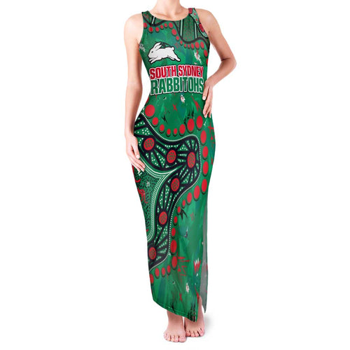 Personalized South Sydney Rabbitohs Family Matching Tank Maxi Dress and Hawaiian Shirt Aboriginal Pattern with Graffiti Style Design