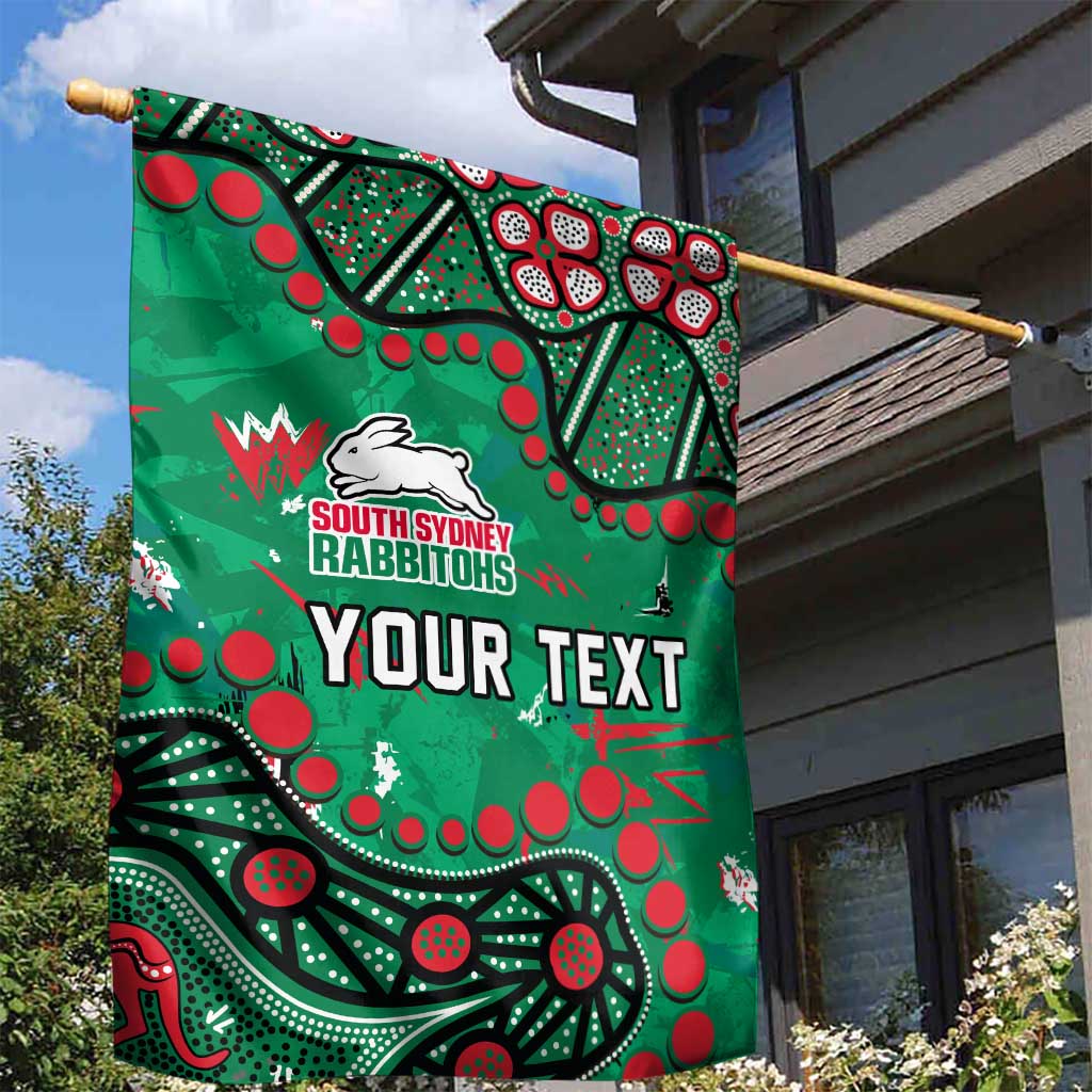 Personalized South Sydney Rabbitohs Garden Flag Aboriginal Pattern with Graffiti Style Design