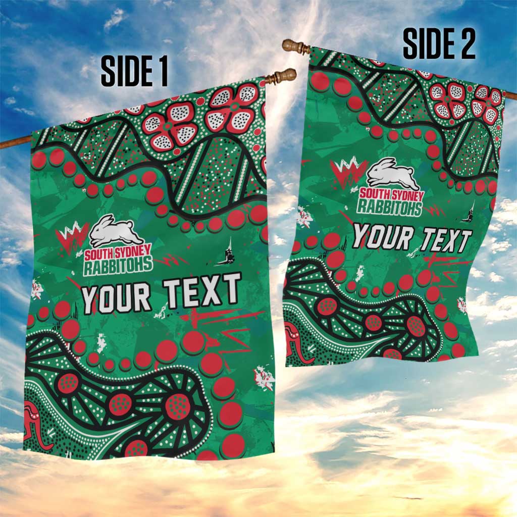 Personalized South Sydney Rabbitohs Garden Flag Aboriginal Pattern with Graffiti Style Design