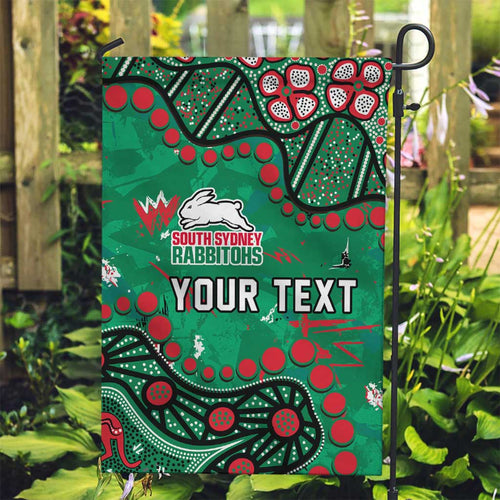 Personalized South Sydney Rabbitohs Garden Flag Aboriginal Pattern with Graffiti Style Design