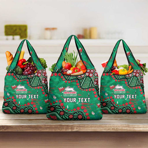 Personalized South Sydney Rabbitohs Grocery Bag Aboriginal Pattern with Graffiti Style Design