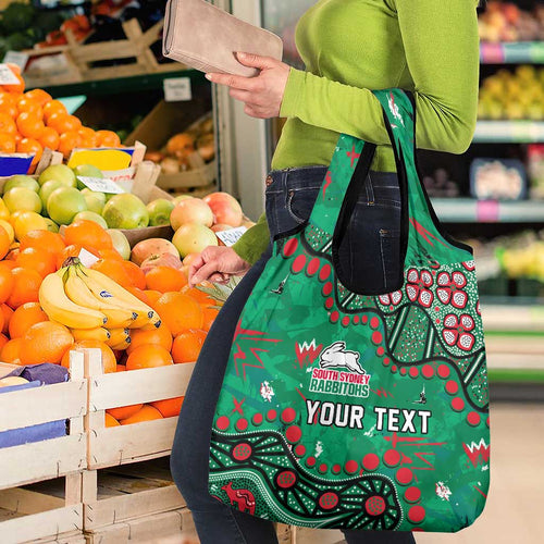 Personalized South Sydney Rabbitohs Grocery Bag Aboriginal Pattern with Graffiti Style Design
