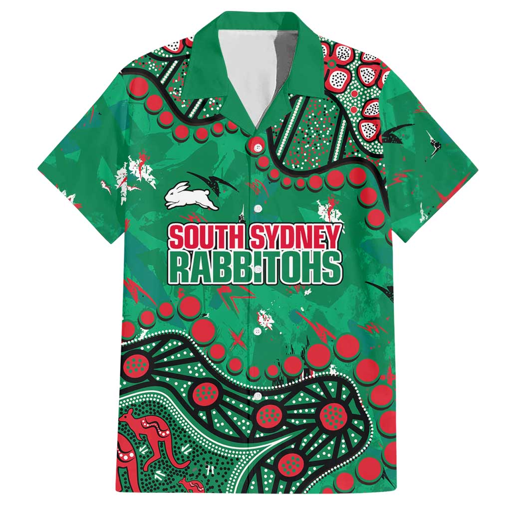 Personalized South Sydney Rabbitohs Hawaiian Shirt Aboriginal Pattern with Graffiti Style Design