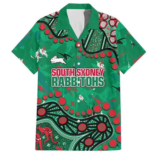 Personalized South Sydney Rabbitohs Hawaiian Shirt Aboriginal Pattern with Graffiti Style Design