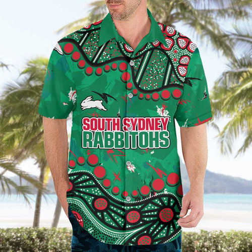 Personalized South Sydney Rabbitohs Hawaiian Shirt Aboriginal Pattern with Graffiti Style Design