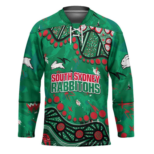 Personalized South Sydney Rabbitohs Hockey Jersey Aboriginal Pattern with Graffiti Style Design