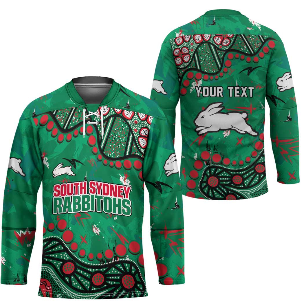 Personalized South Sydney Rabbitohs Hockey Jersey Aboriginal Pattern with Graffiti Style Design