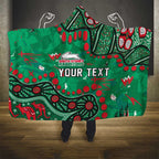 Personalized South Sydney Rabbitohs Hooded Blanket Aboriginal Pattern with Graffiti Style Design