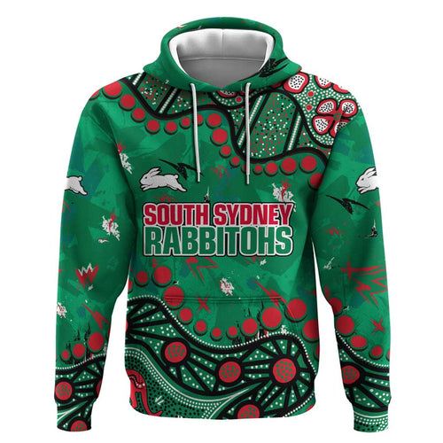 Personalized South Sydney Rabbitohs Hoodie Aboriginal Pattern with Graffiti Style Design