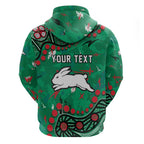 Personalized South Sydney Rabbitohs Hoodie Aboriginal Pattern with Graffiti Style Design