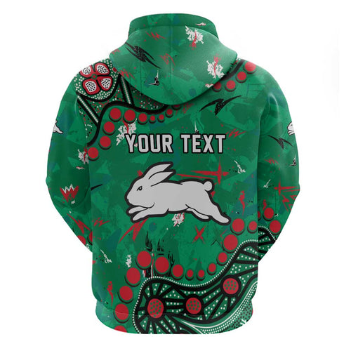 Personalized South Sydney Rabbitohs Hoodie Aboriginal Pattern with Graffiti Style Design