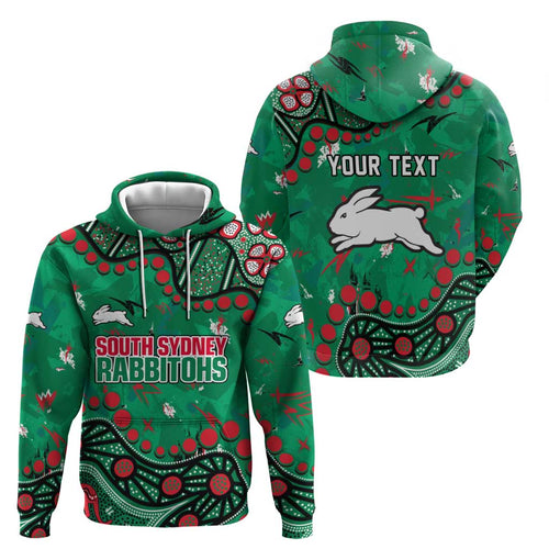 Personalized South Sydney Rabbitohs Hoodie Aboriginal Pattern with Graffiti Style Design
