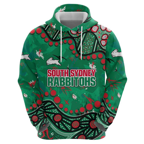 Personalized South Sydney Rabbitohs Hoodie Aboriginal Pattern with Graffiti Style Design