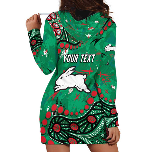 Personalized South Sydney Rabbitohs Hoodie Dress Aboriginal Pattern with Graffiti Style Design