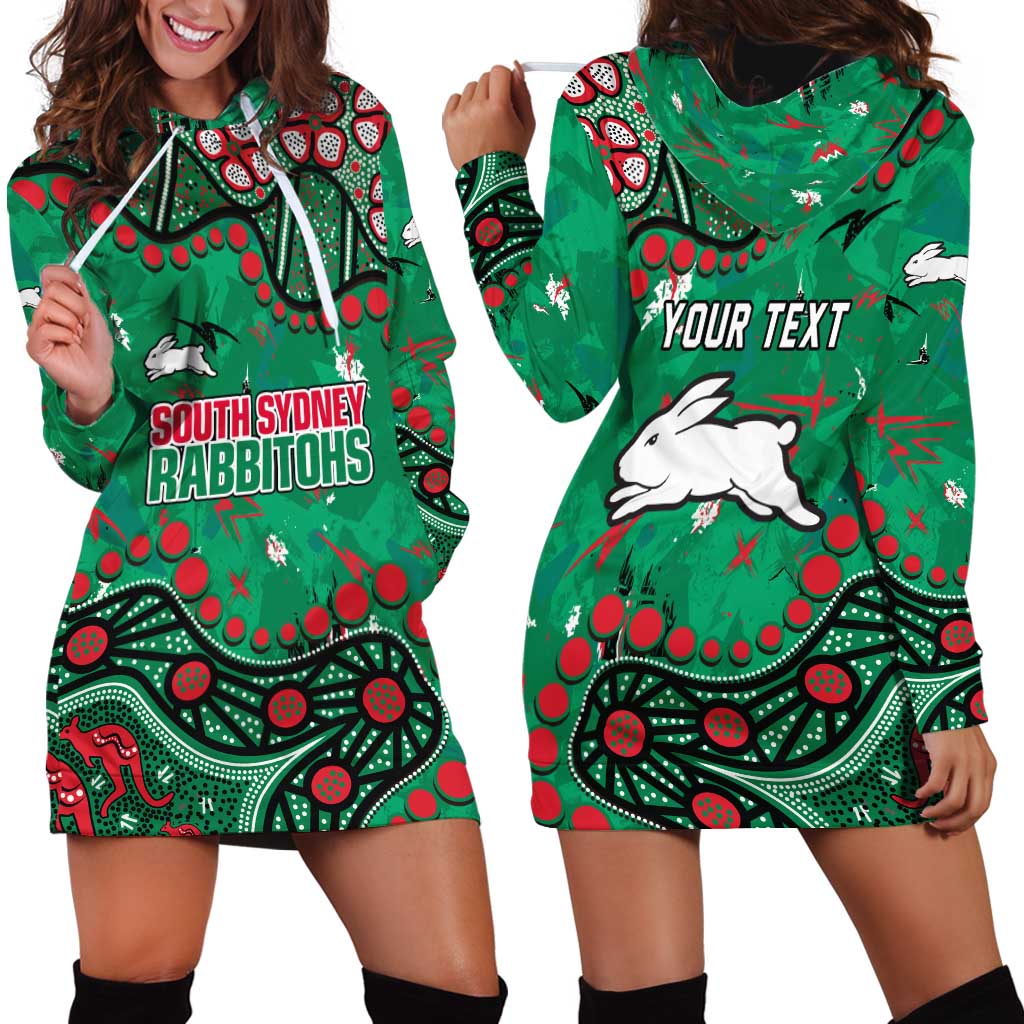 Personalized South Sydney Rabbitohs Hoodie Dress Aboriginal Pattern with Graffiti Style Design