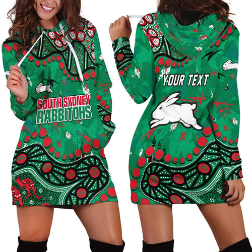 Personalized South Sydney Rabbitohs Hoodie Dress Aboriginal Pattern with Graffiti Style Design