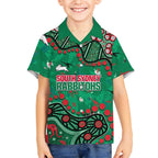 Personalized South Sydney Rabbitohs Kid Hawaiian Shirt Aboriginal Pattern with Graffiti Style Design