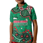 Personalized South Sydney Rabbitohs Kid Polo Shirt Aboriginal Pattern with Graffiti Style Design
