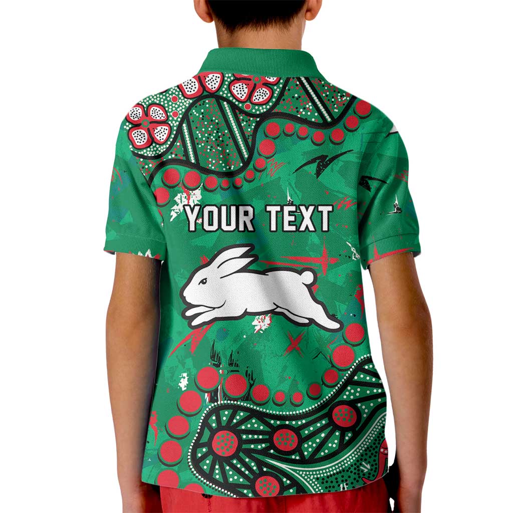 Personalized South Sydney Rabbitohs Kid Polo Shirt Aboriginal Pattern with Graffiti Style Design