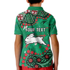 Personalized South Sydney Rabbitohs Kid Polo Shirt Aboriginal Pattern with Graffiti Style Design