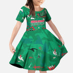 Personalized South Sydney Rabbitohs Kid Short Sleeve Dress Aboriginal Pattern with Graffiti Style Design