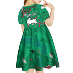 Personalized South Sydney Rabbitohs Kid Short Sleeve Dress Aboriginal Pattern with Graffiti Style Design
