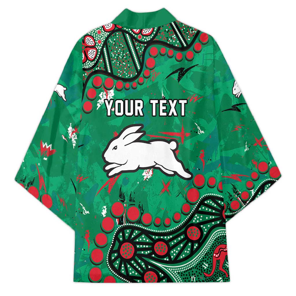 Personalized South Sydney Rabbitohs Kimono Aboriginal Pattern with Graffiti Style Design