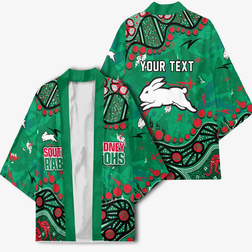 Personalized South Sydney Rabbitohs Kimono Aboriginal Pattern with Graffiti Style Design