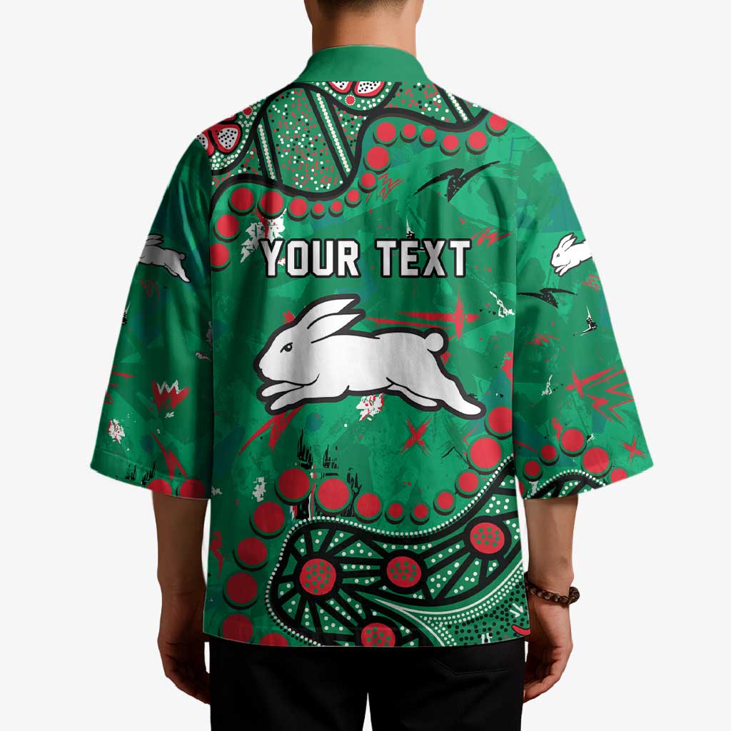 Personalized South Sydney Rabbitohs Kimono Aboriginal Pattern with Graffiti Style Design