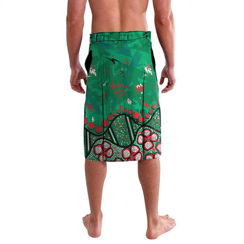 Personalized South Sydney Rabbitohs Lavalava Aboriginal Pattern with Graffiti Style Design