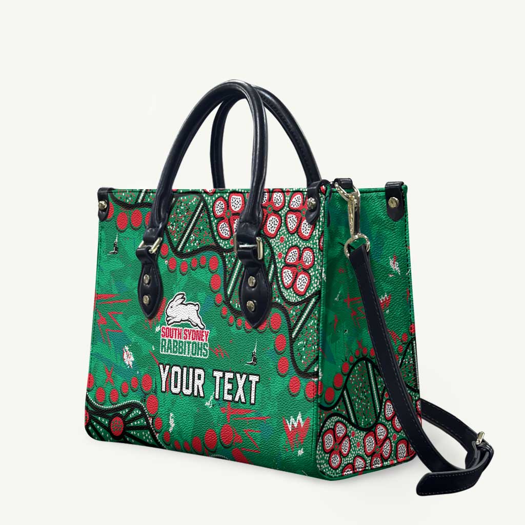 Personalized South Sydney Rabbitohs Leather Bag Aboriginal Pattern with Graffiti Style Design
