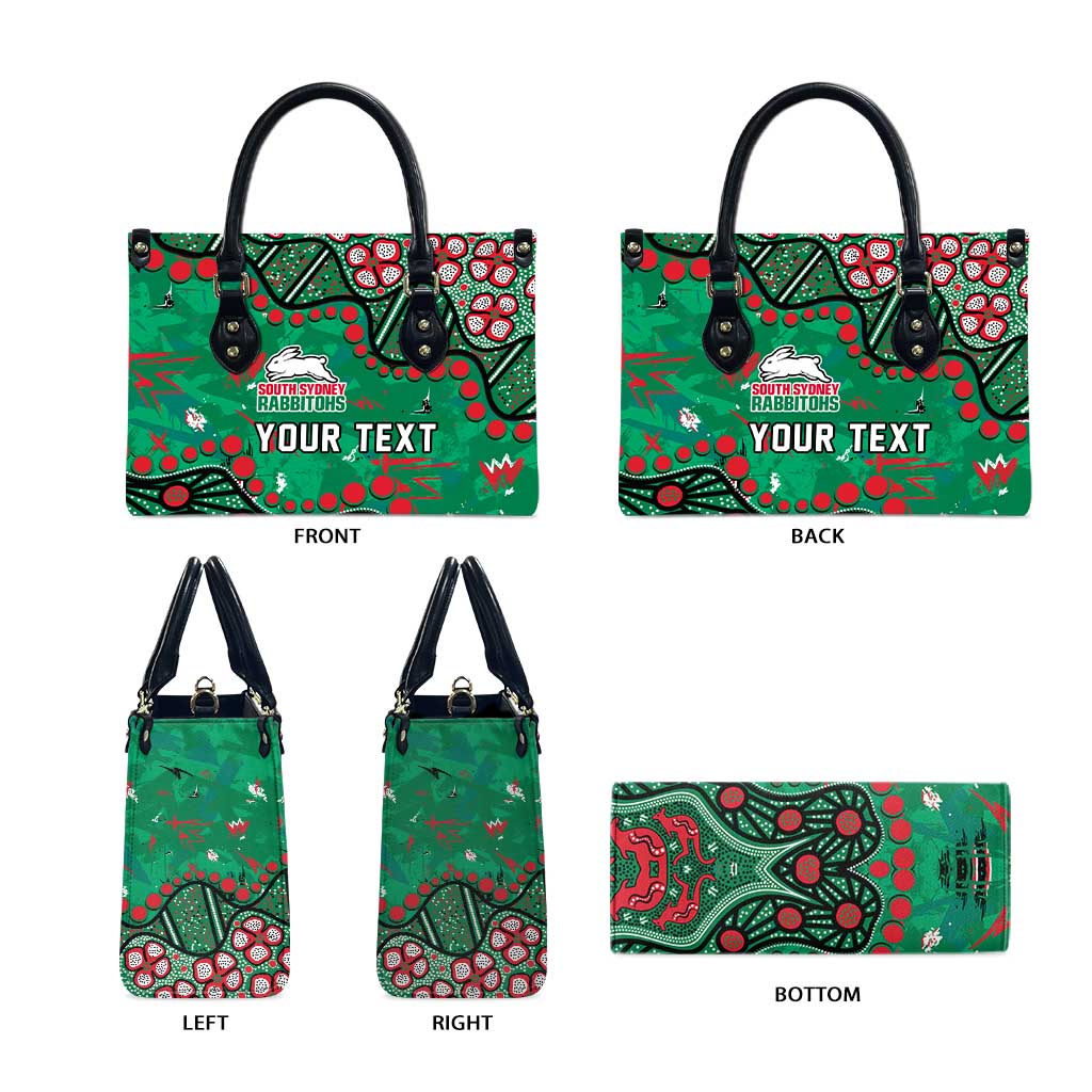 Personalized South Sydney Rabbitohs Leather Bag Aboriginal Pattern with Graffiti Style Design