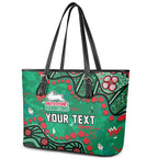 Personalized South Sydney Rabbitohs Leather Tote Bag Aboriginal Pattern with Graffiti Style Design