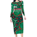 Personalized South Sydney Rabbitohs Long Sleeve Bodycon Dress Aboriginal Pattern with Graffiti Style Design