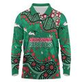 Personalized South Sydney Rabbitohs Long Sleeve Polo Shirt Aboriginal Pattern with Graffiti Style Design