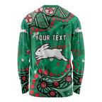 Personalized South Sydney Rabbitohs Long Sleeve Shirt Aboriginal Pattern with Graffiti Style Design