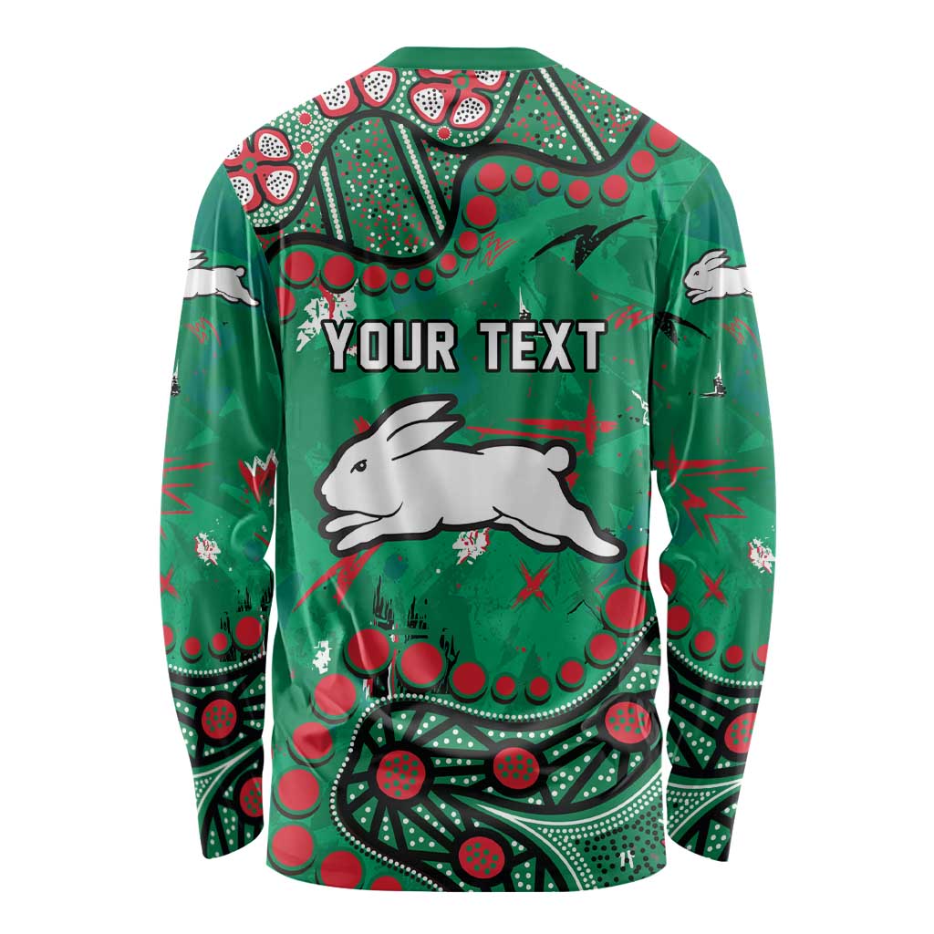 Personalized South Sydney Rabbitohs Long Sleeve Shirt Aboriginal Pattern with Graffiti Style Design